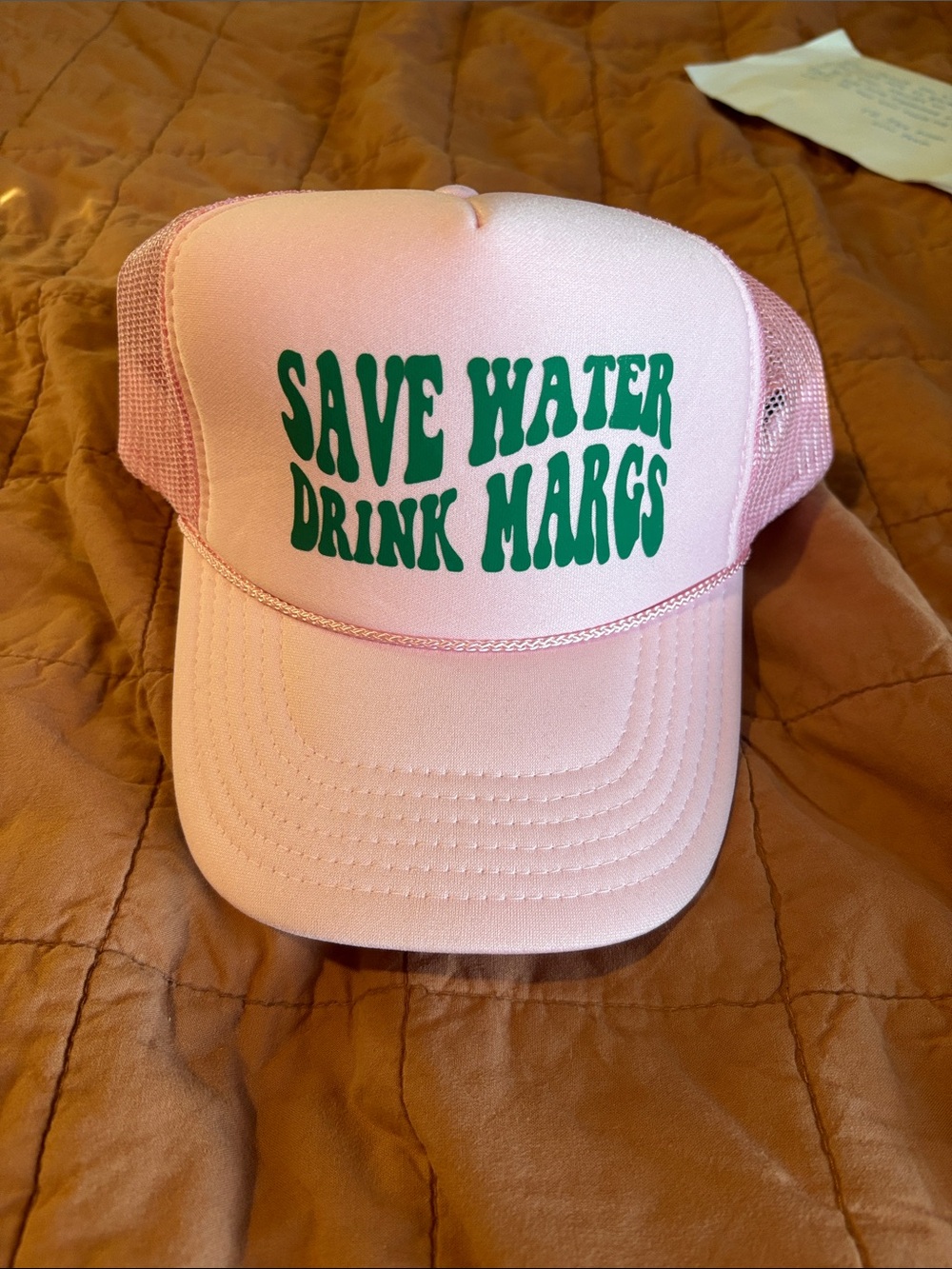 Pink 'Save Water Drink Margs' Mesh Trucker Hat